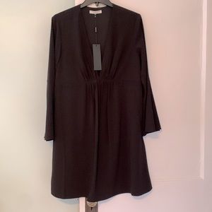 Halston Heritage low v neck, tuxedo mini dress.